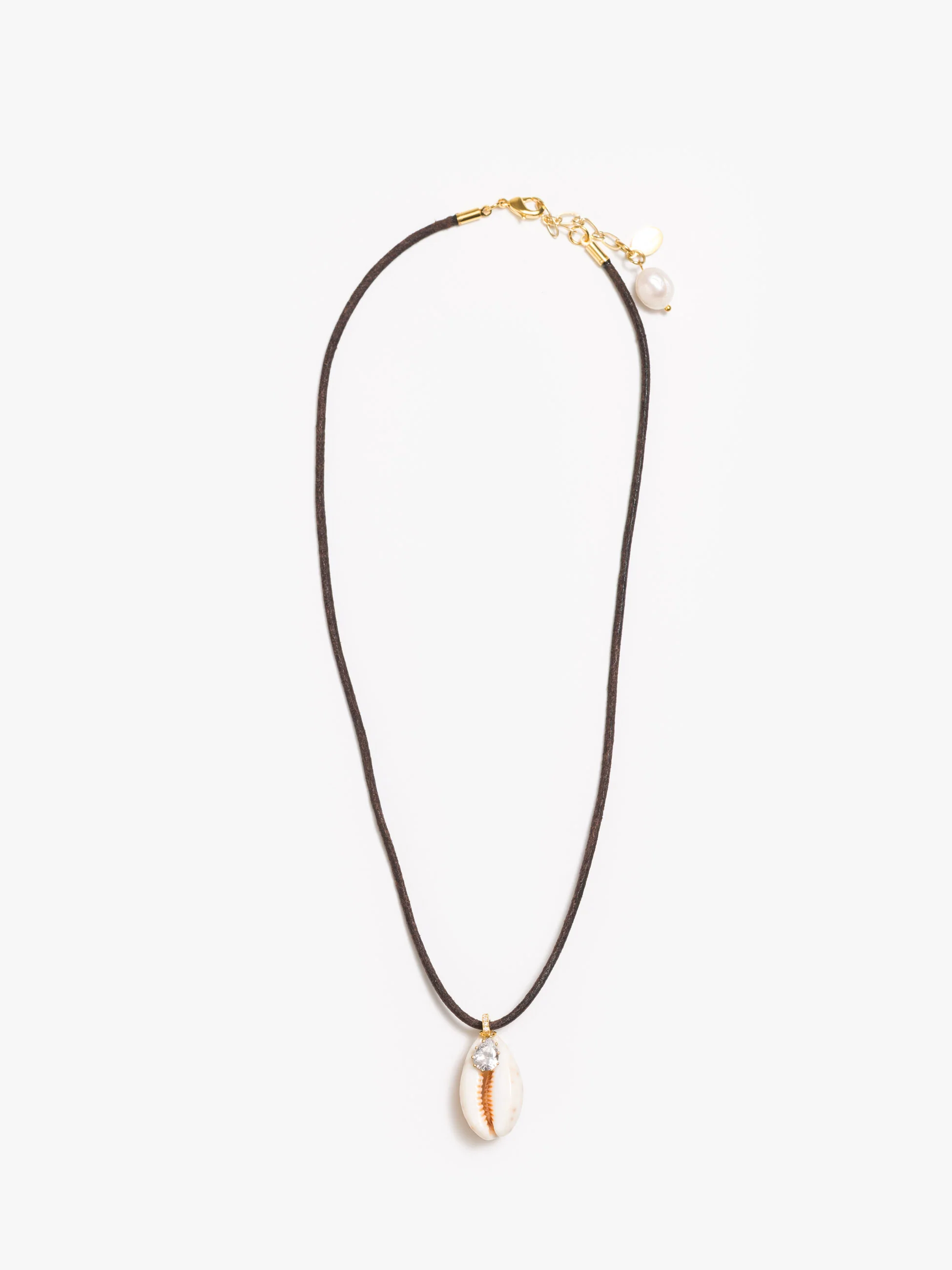 LUDA Suede Necklace - White Cowrie - Image 3