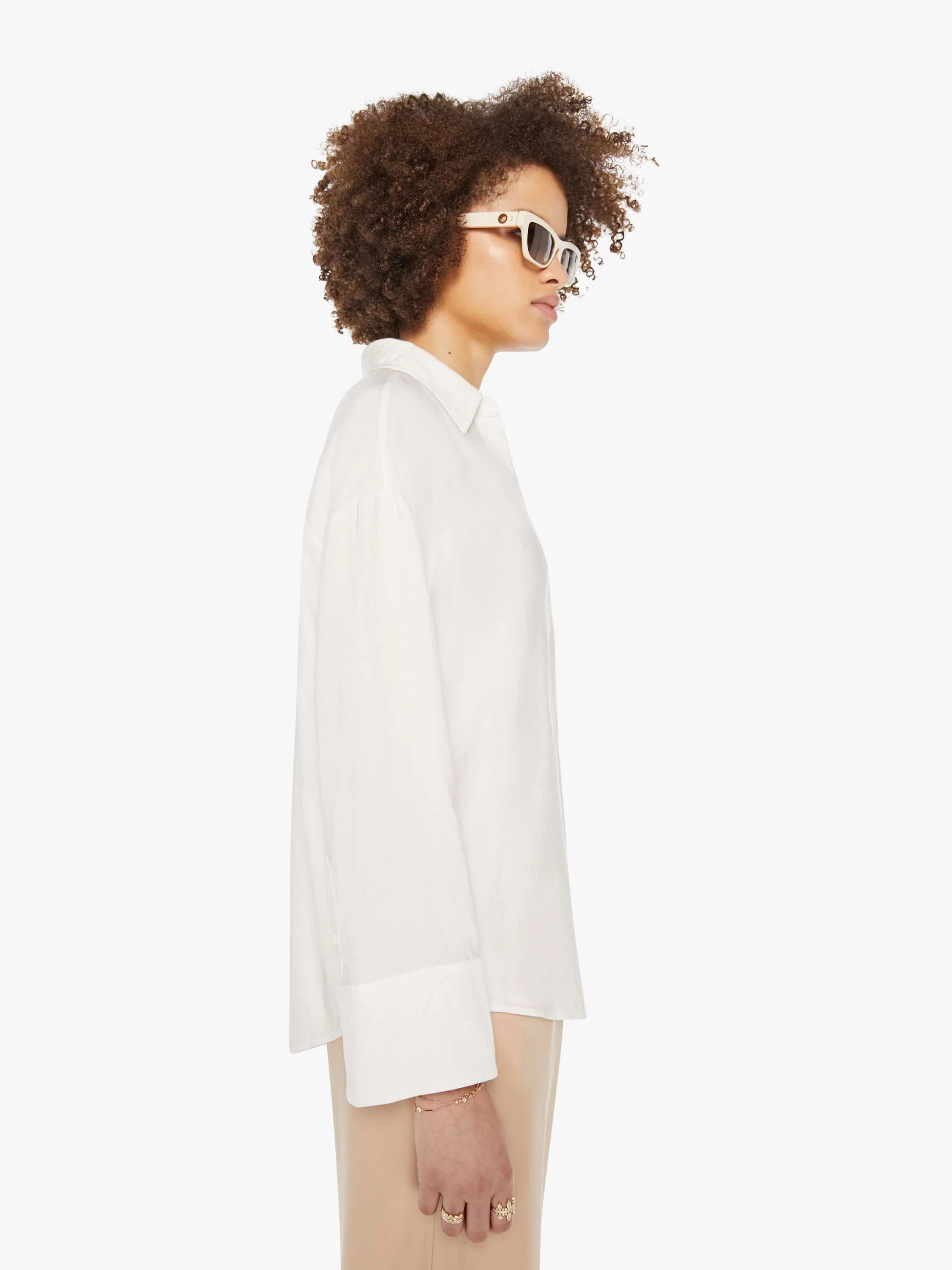 SABLYN Benton Slouchy Long Sleeve Button Down - White - Image 3