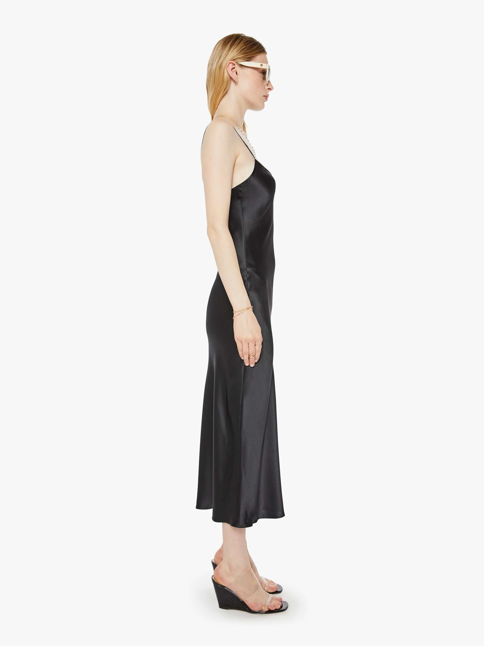 SABLYN Taylor B V-Neck Bias Cut Dress - Black Gardenia - Image 3