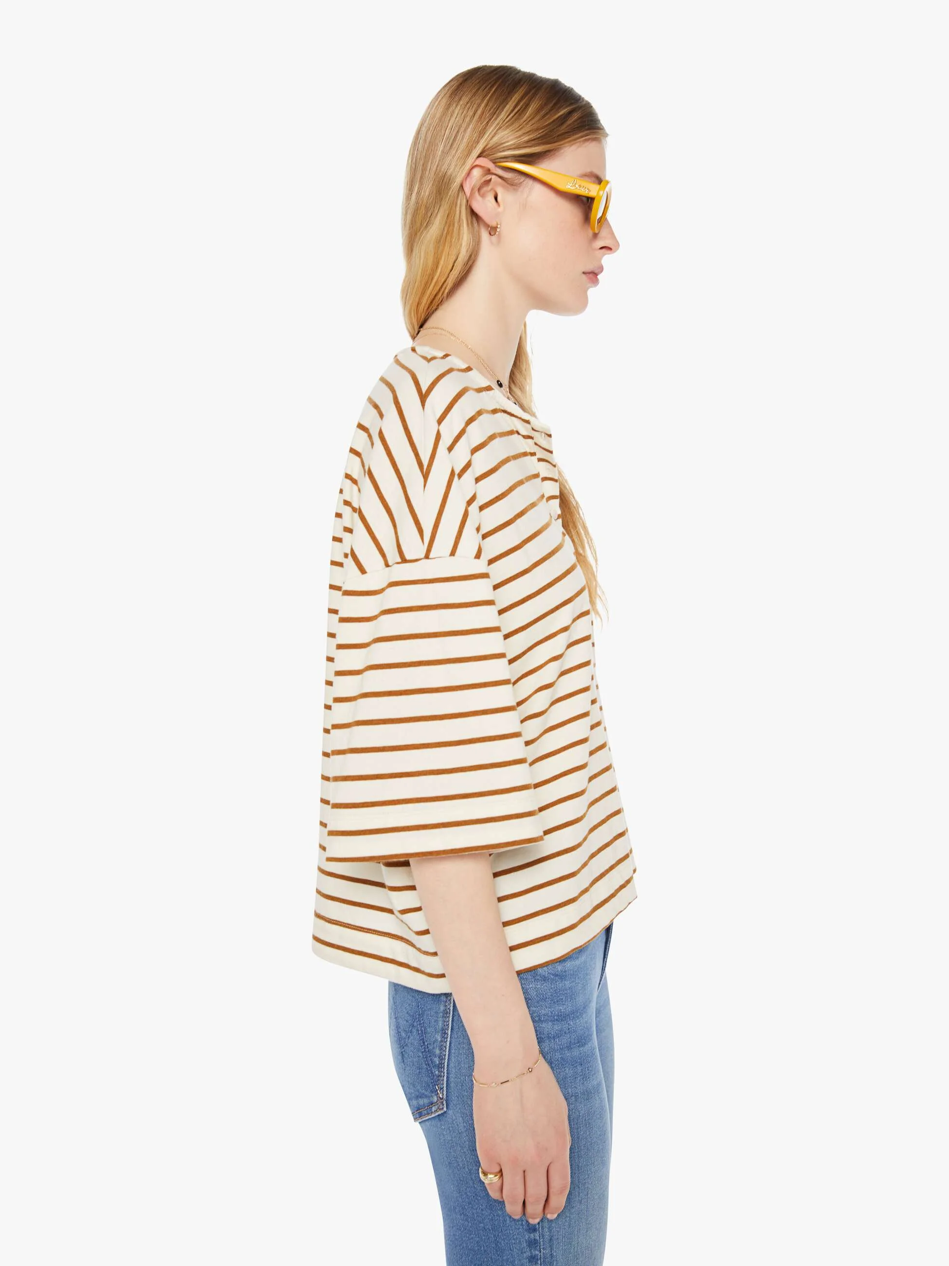 SPRWMN Henley Top - Camel Stripe - Image 3